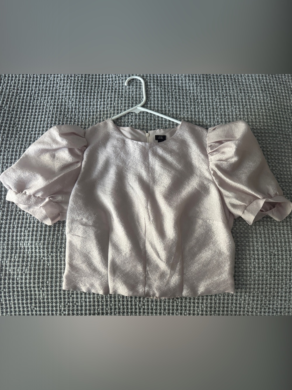 River Island Shimmery Cropped Puff Sleeve Blouse - Pale Pink